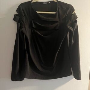 CBR Women's Elegant Black Cut-Out Blouse